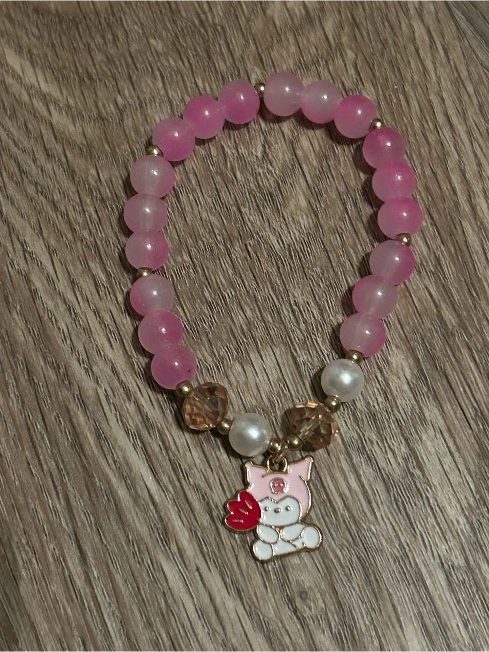 Pink Cute Kuromi Beaded Stretch Bracelet